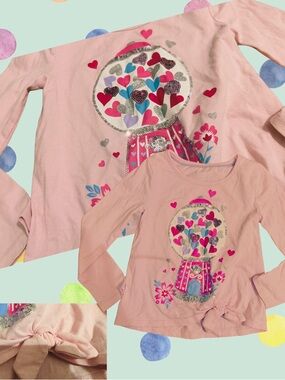 Isaac Mizrahi Pink Heart Gumball Machine Long-Sleeve Tee